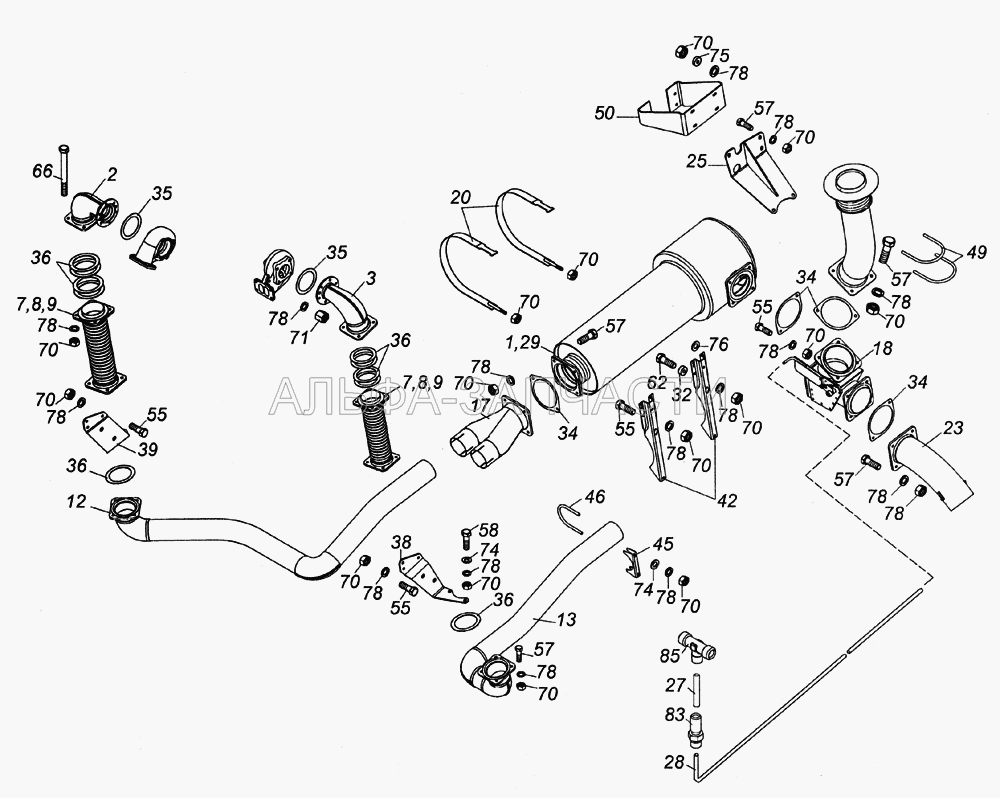 6520-1200002 Установка системы выпуска (864892 Тройник ввертный симметричный) 